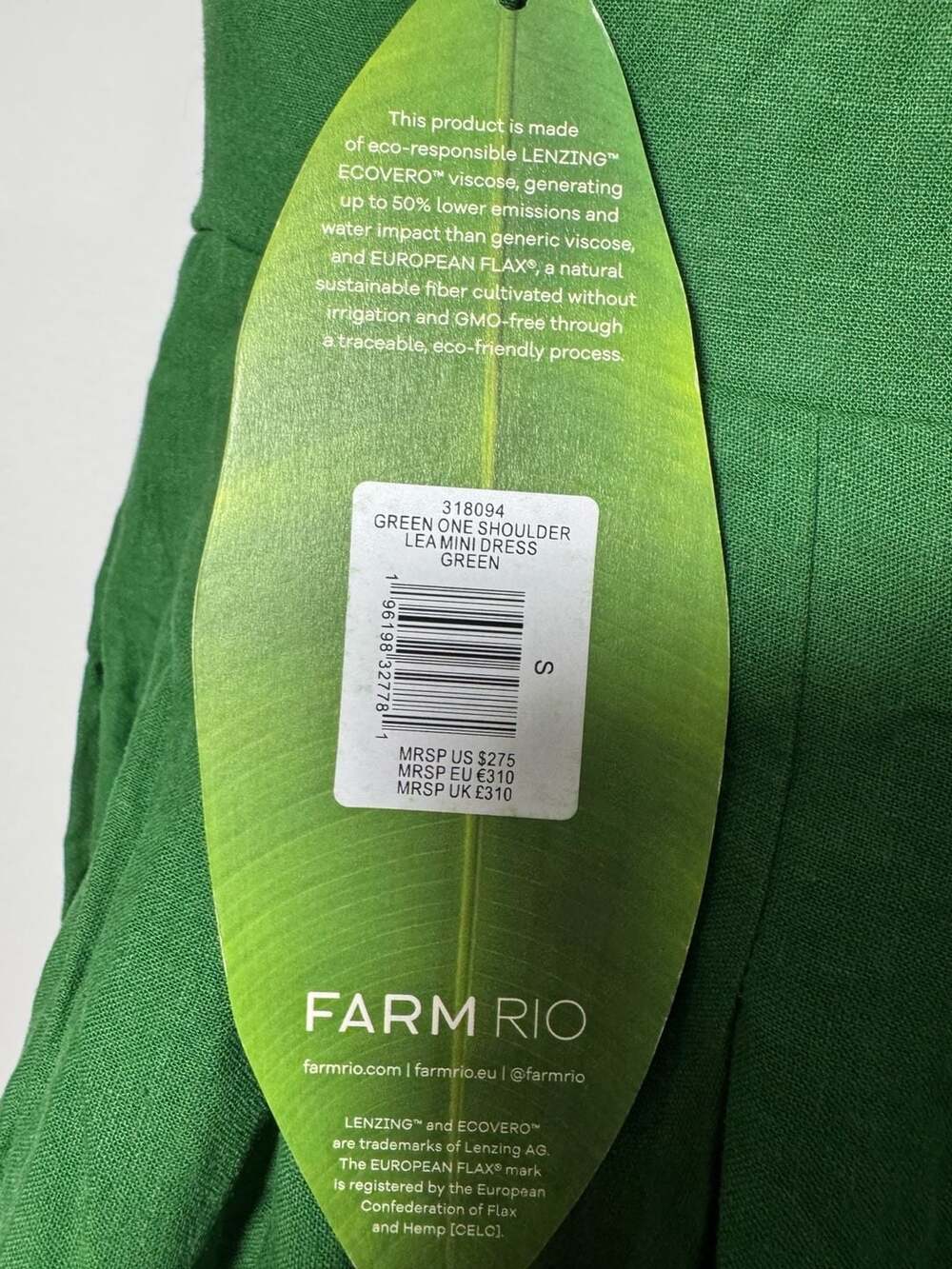 Farm Rio Green One Shoulder Lea Mini Dress Size S - Picture 5 of 16